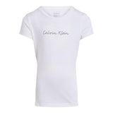 Calvin Klein T-Shirt Girocollo Tinta Unita con Logo per Bambina IG0IG02857 BIANCO CALVIN KLEIN 