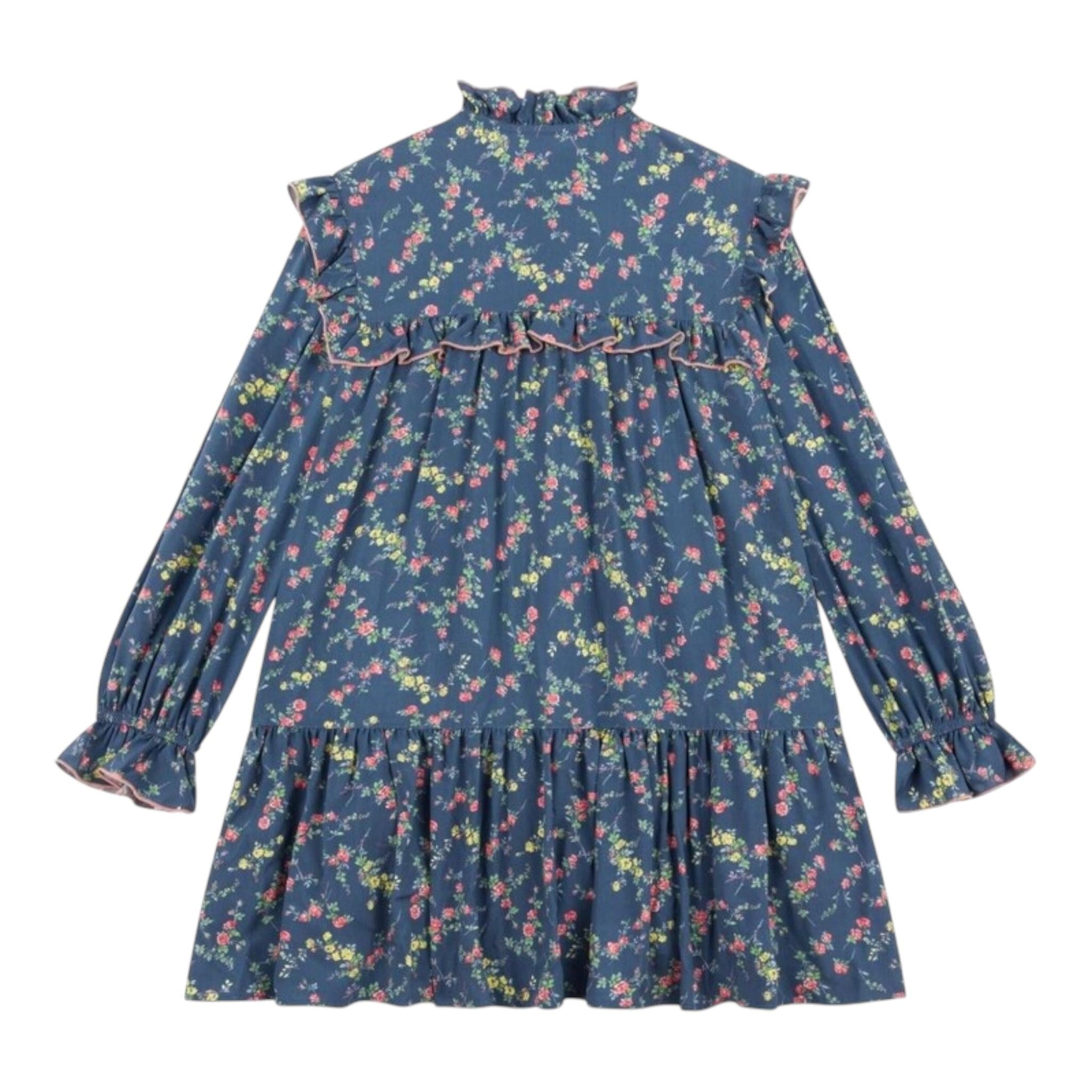 PHILOSOPHY abito tinta unita con fantasia fiori e sottana Blu per Bambina PFAB049 BLU PHILOSOPHY 