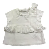 Liu Jo T-Shirt Tinta Unita Girocollo con Tulle per Bambina KA5134J BIANCO LIU JO 