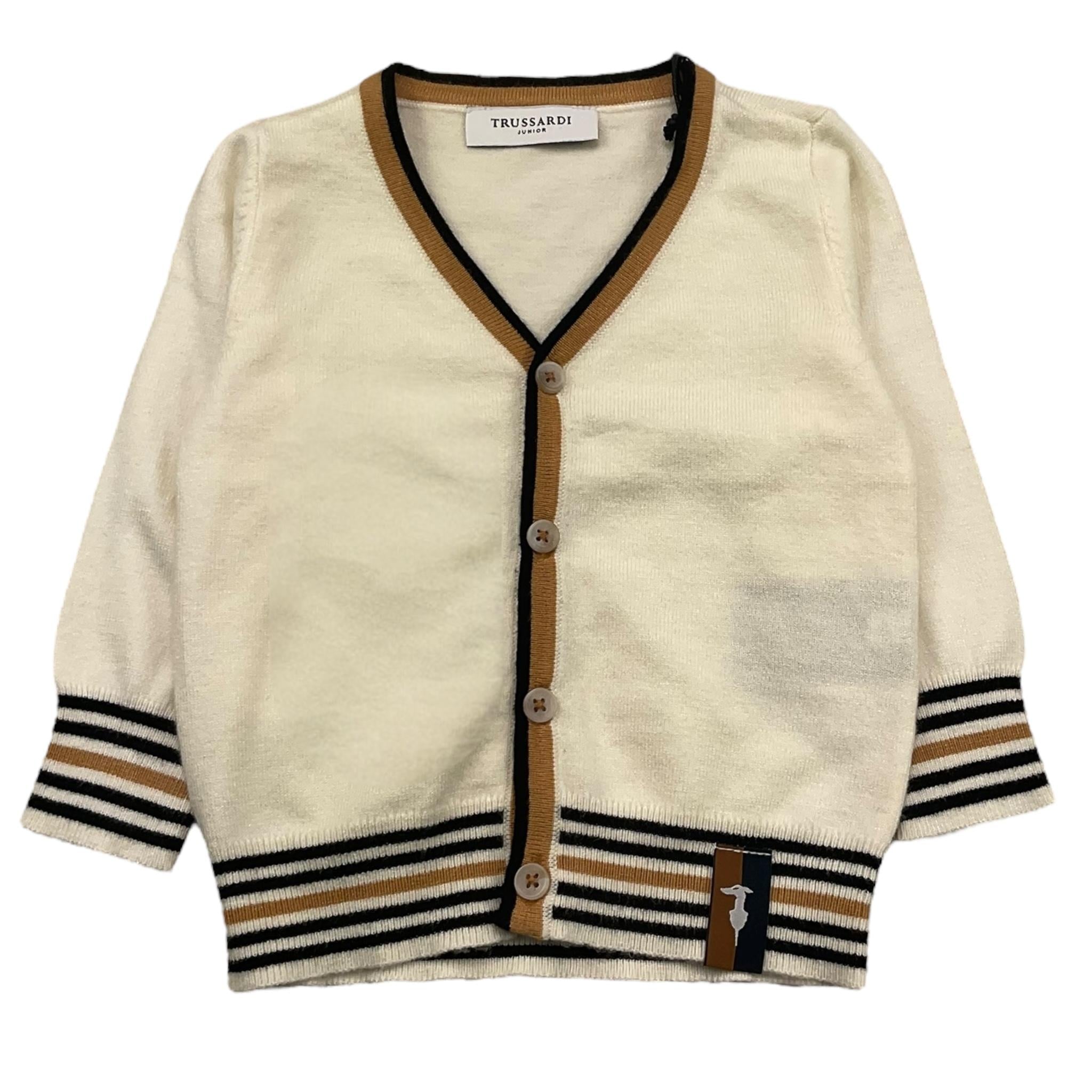 TRUSSARDI cardigan tinta unita cn profili in contrasto Panna per Neonato TIA25078CD PANNA TRUSSARDI 