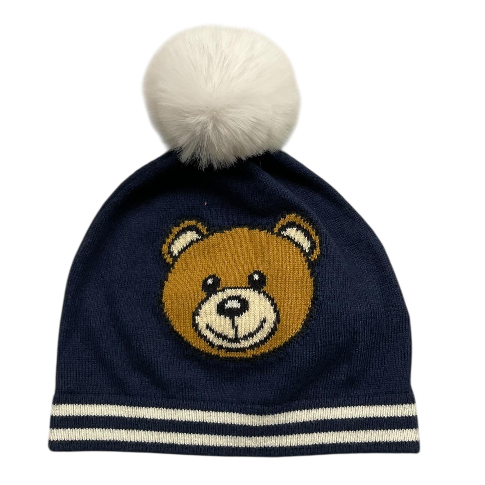 MOSCHINO cappello tinta unita con stampa e pon pon Blu per Neonato MUX04W BLU MOSCHINO 