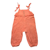 Babidu Solid Color Salmon One-Piece Strap Jumpsuit For Baby Girl