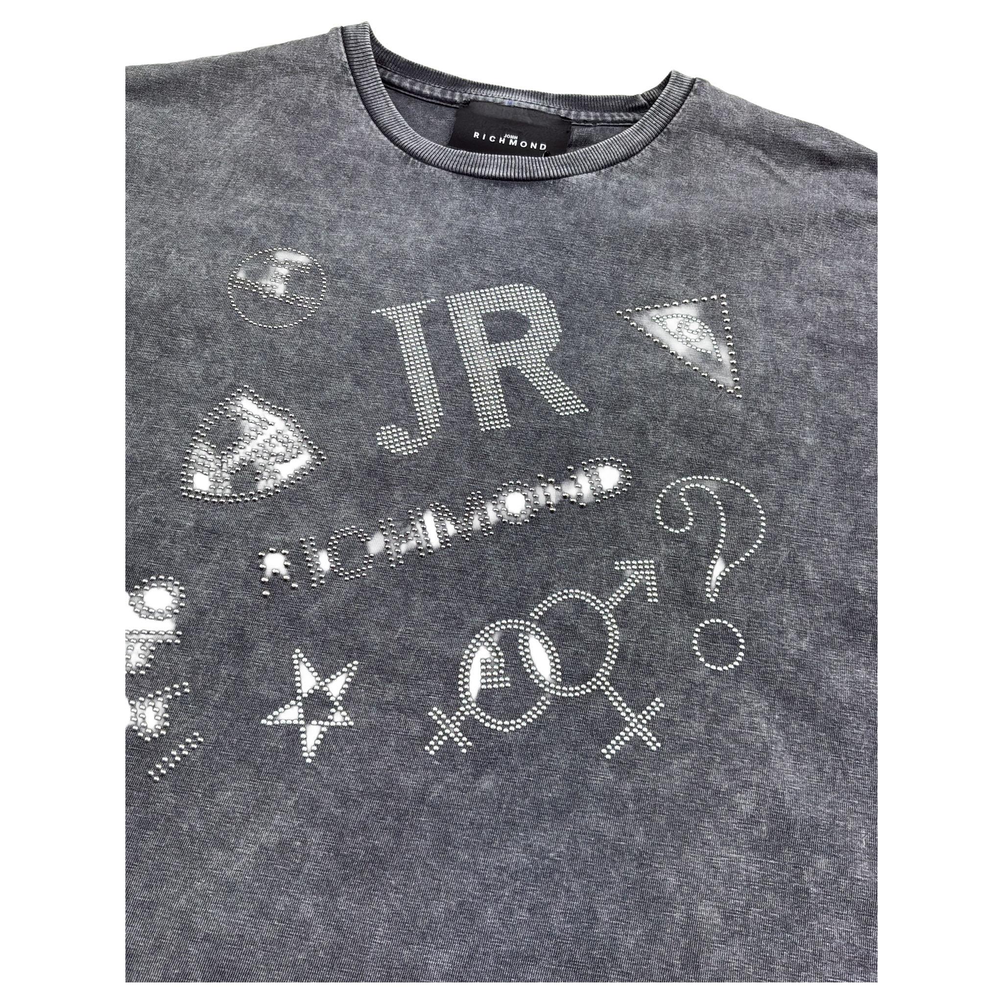 John Richmond T-Shirt Girocollo Tinta Unita con Applicazioni per Bambino RBP26172TS GRIGIO JOHN RICHMOND 