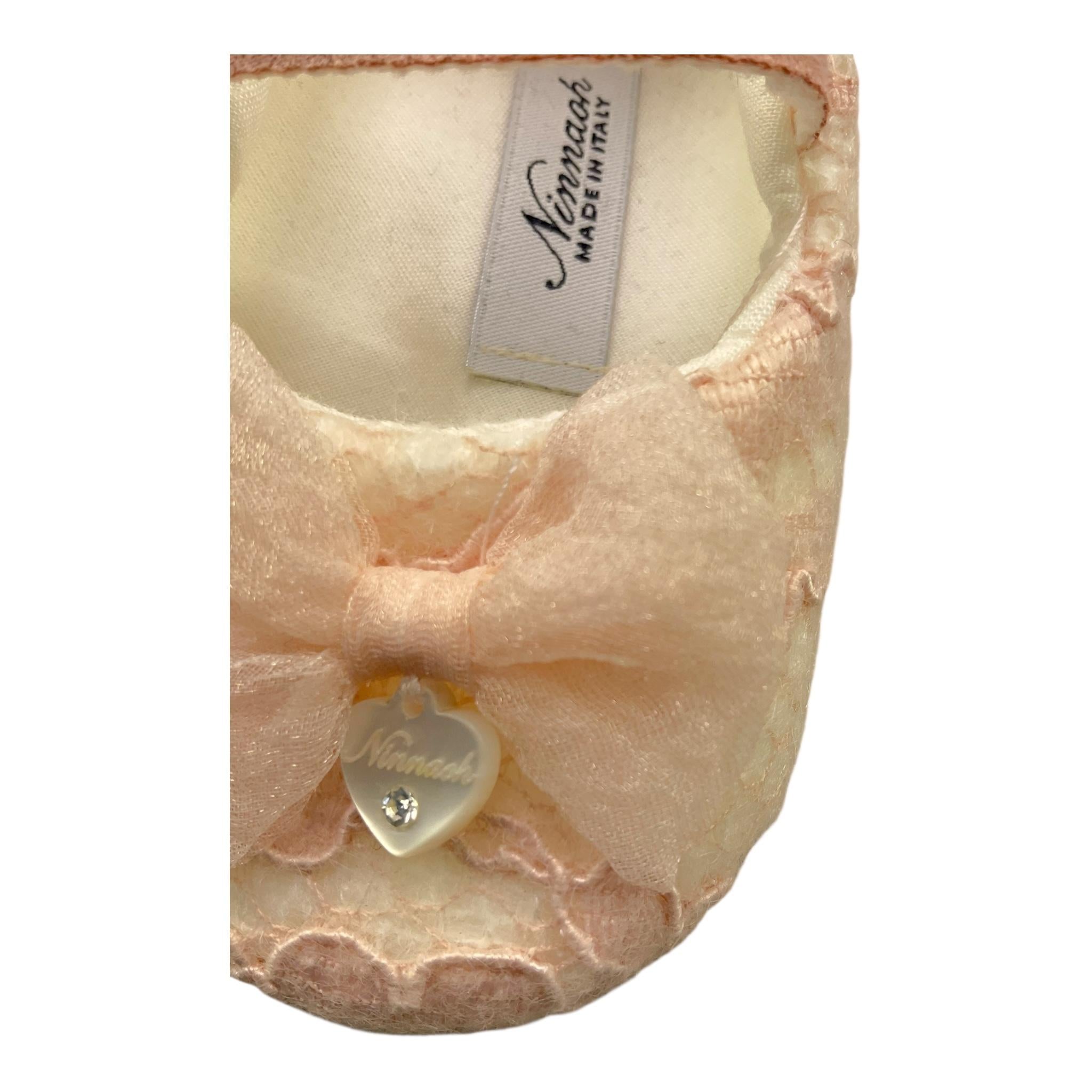 Ninnaoh Ballerine Tinta Unita con Ricami per Neonata I1821 ROSA NINNAOH 