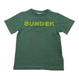 Sundek Solid Color Crew Neck T-Shirt With Green Print For Boys