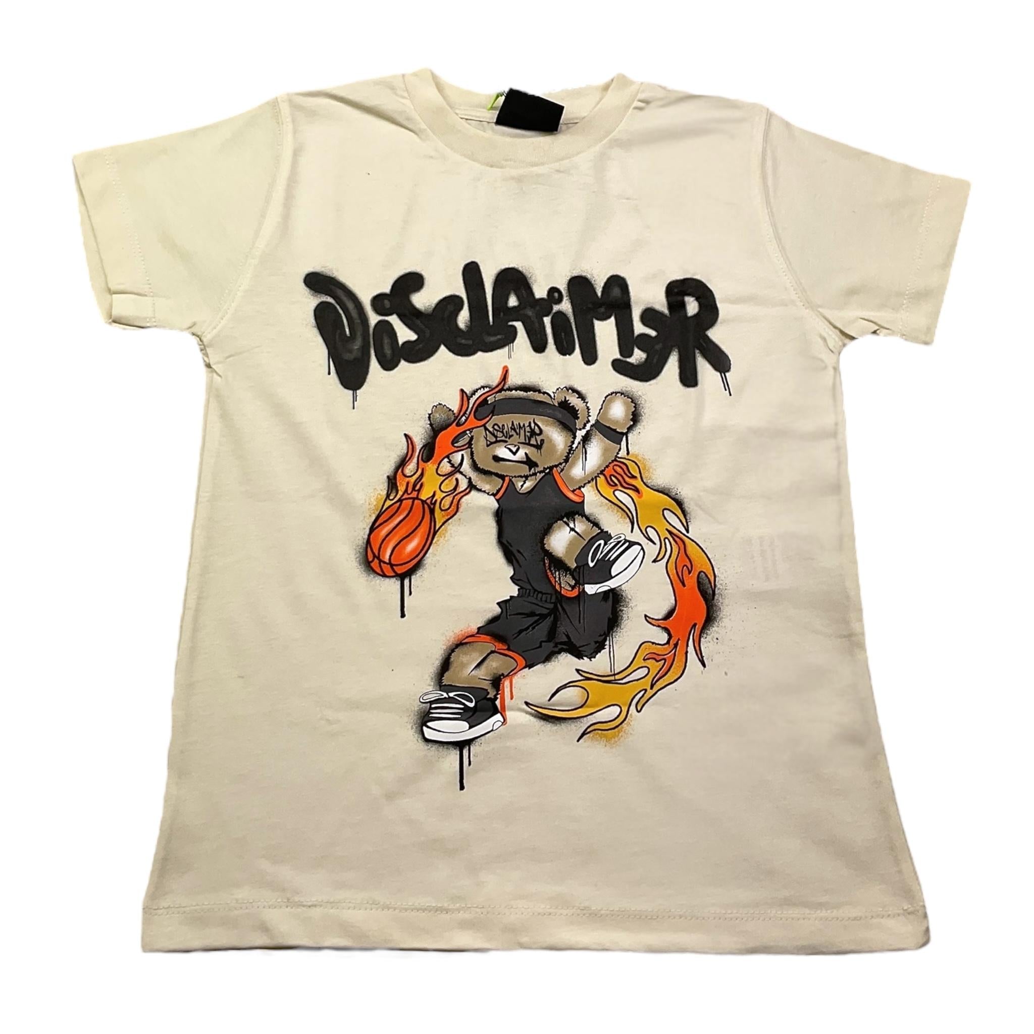 DISCLAIMER t-shirt girocollo tinta unita con stampa in contrasto Avorio per Bambino 24IDK58262 AVORIO DISCLAIMER 