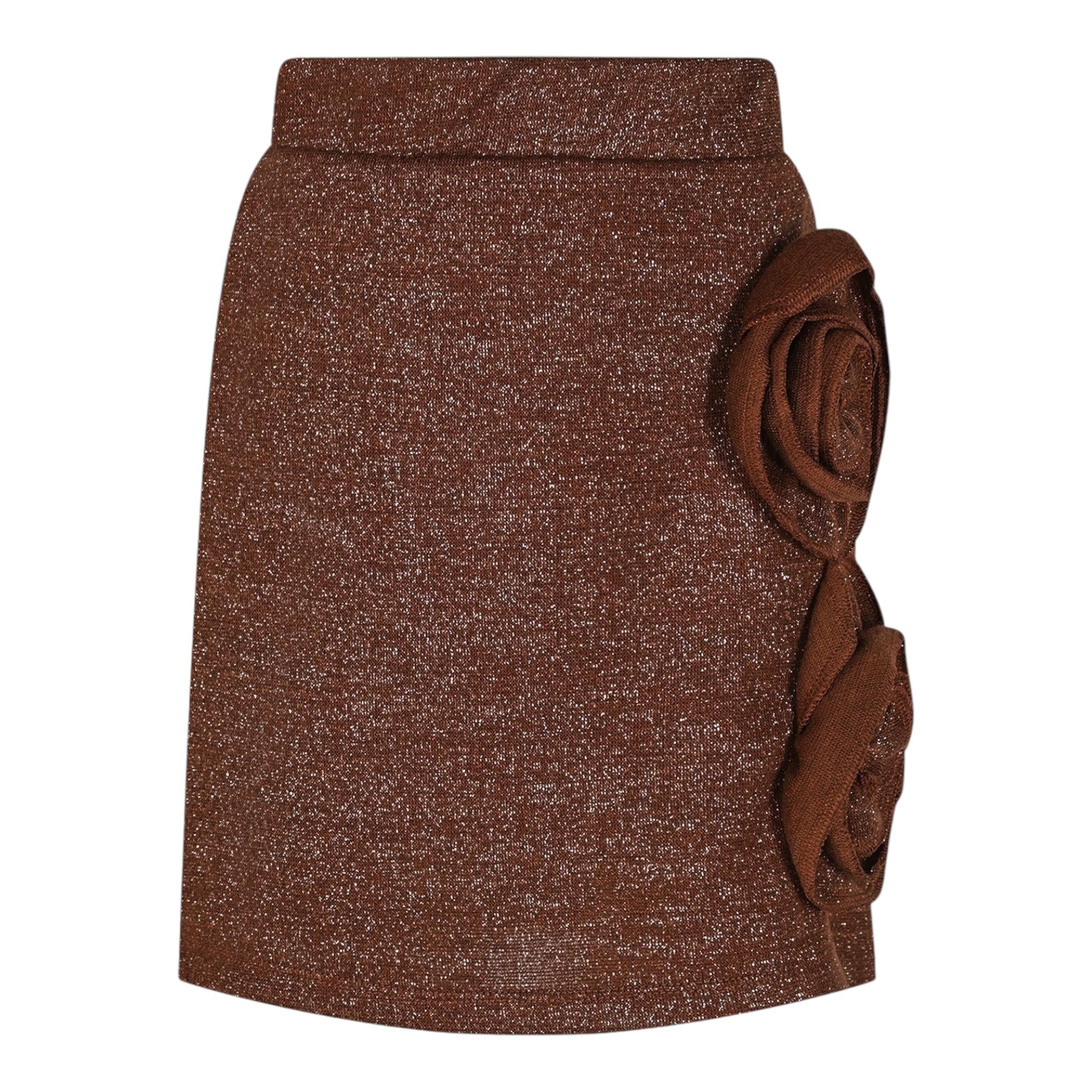 FUN & FUN gonna tinta unita lurex con rose Marrone per Bambina FCJSK00970 MARRONE FUN & FUN 