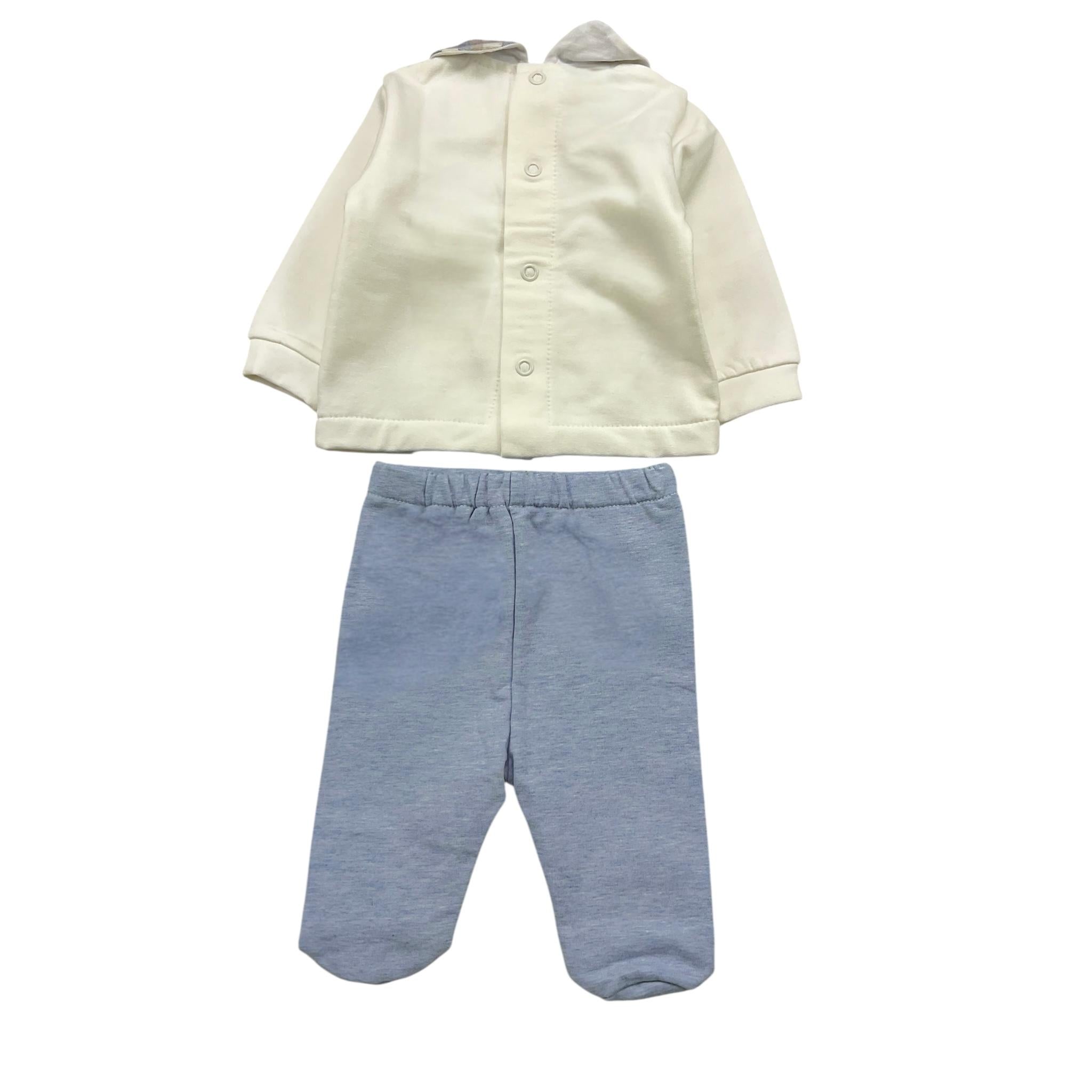 MARLU' completo 2pz shirt-ghettina bicolore Bianco/azzurro per Neonato IC6151 BIANCO/AZZURRO MARLU' 