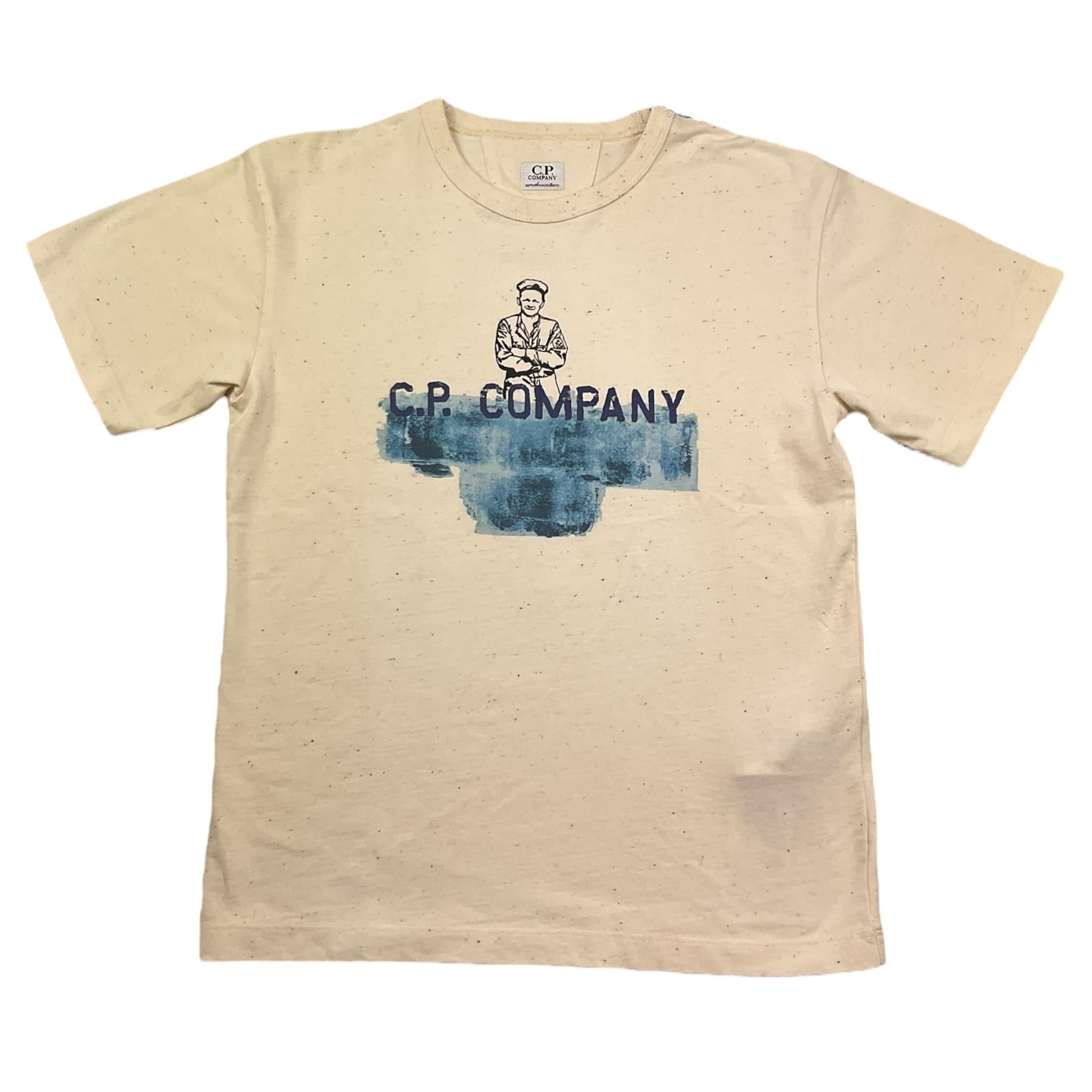 C.P. Company T-Shirt Girocollo Tinta Unita con Stampa per Bambino CUM00H AVORIO C.P. COMPANY 