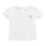M+E' Solid Color Crew Neck T-Shirt with Contrast Print White for Baby Girls