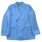 Never Too Powder Blue Double Breasted Solid Color Jacket For Boys