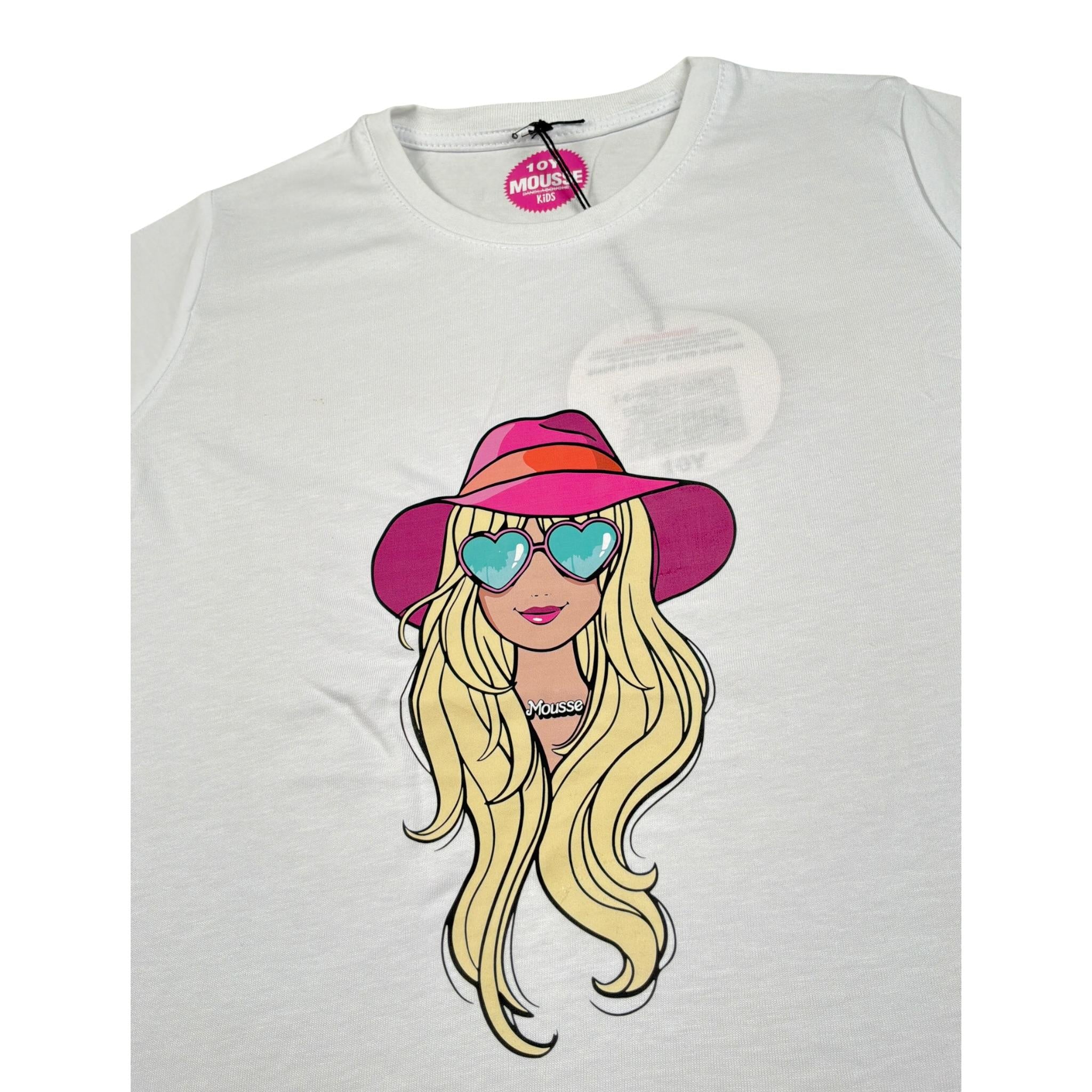 Mousse T-Shirt Girocollo tinta unita con Stampa Bianco per Bambina XKTSMKW2 BIANCO MOUSSE 