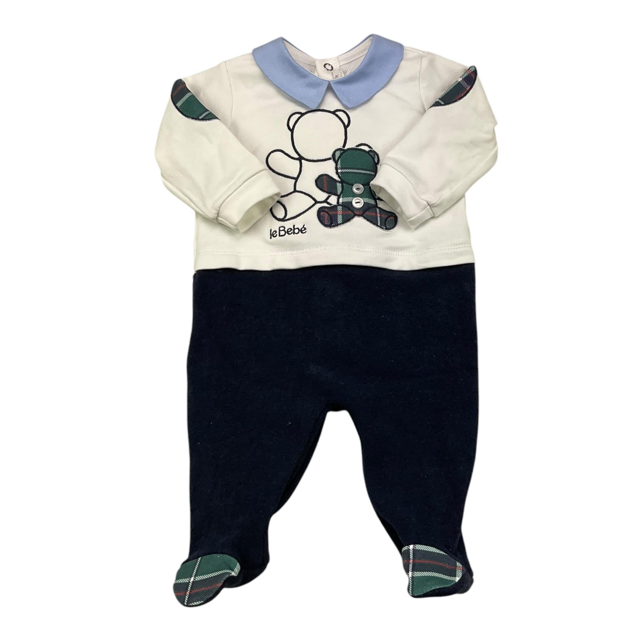 LE BEBE' tutina manica lunga bicolore Bianco/blu per Neonato LBB5139 BIANCO/BLU LE BEBE' 