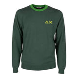 SUN68 maglia girocollo tinta unita con ricamo logo Verde per Bambino K44330J VERDE SUN68 