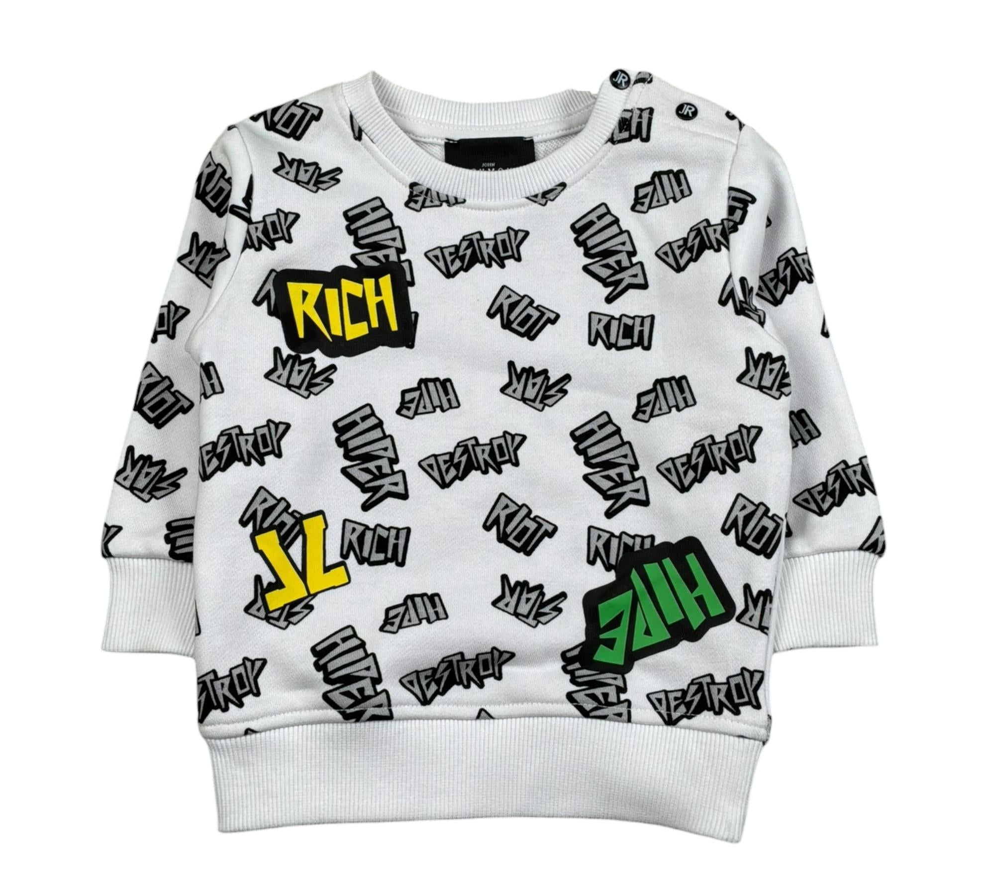 John Richmond Felpa Chiusa Girocollo Tinta Unita con Stampe per Neonato RIP26113FE BIANCO JOHN RICHMOND 