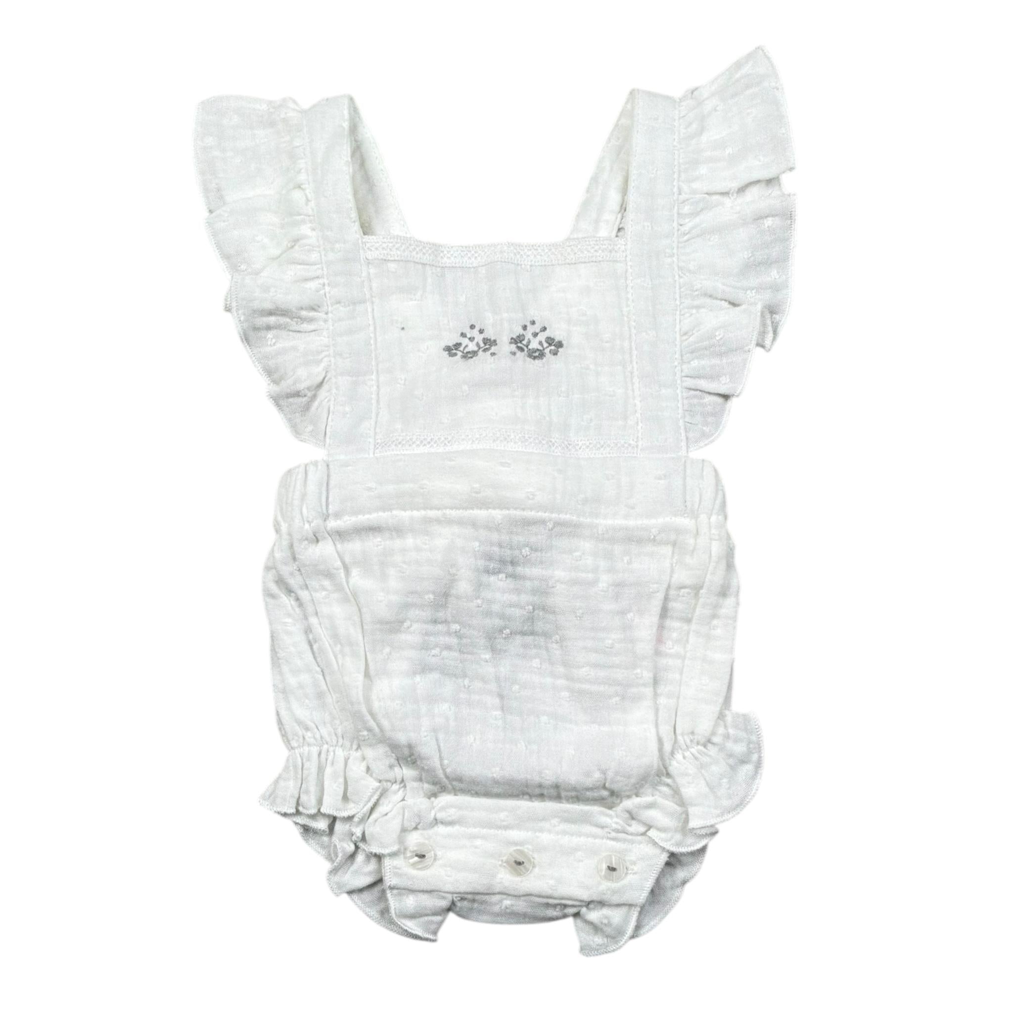 Babidu Pagliaccetto Tinta Unita con Fiocco per Neonata 32405 BIANCO BABIDU 