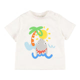 Stella Mccartney Solid Color Crew Neck T-Shirt With Contrast Print White For Newborns