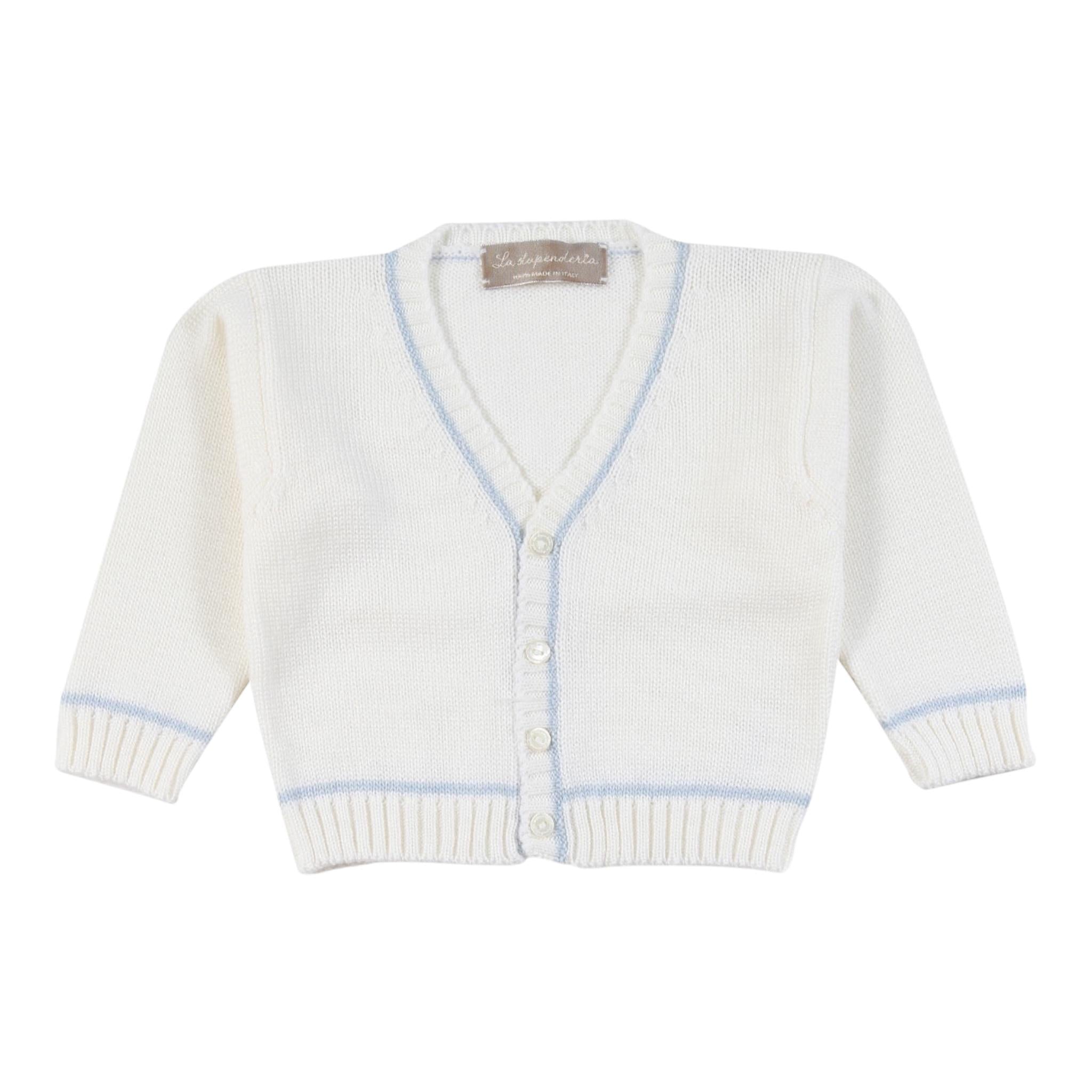 LA STUPENDERIA cardigan tinta unita con profili in contrasto Panna per Neonata WCCR61 PANNA LA STUPENDERIA 
