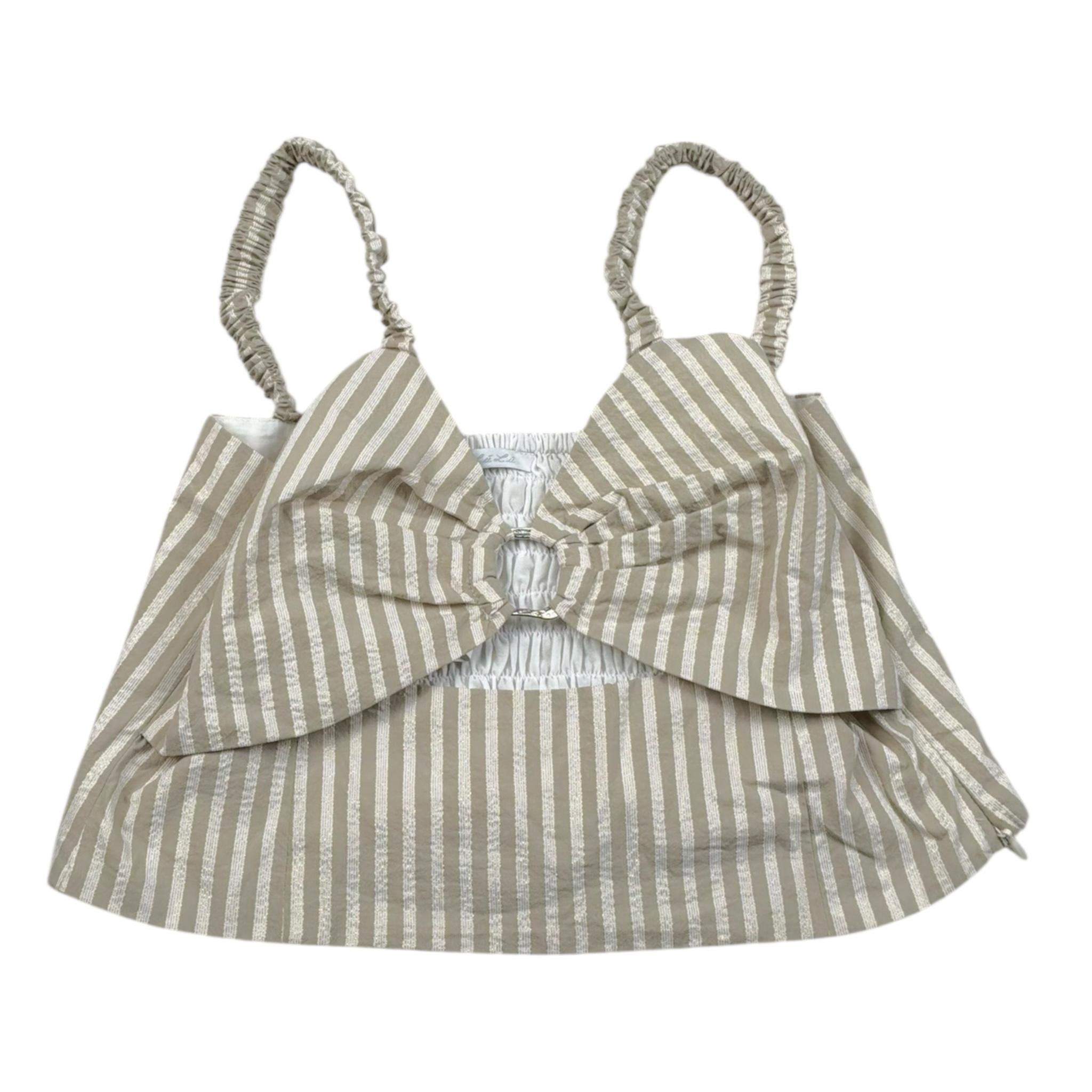 Lu Lu By Miss Grant Top Tinta Unita con Fantasia A Righe per Bambina LL3645 BEIGE LU LU BY MISS GRANT 