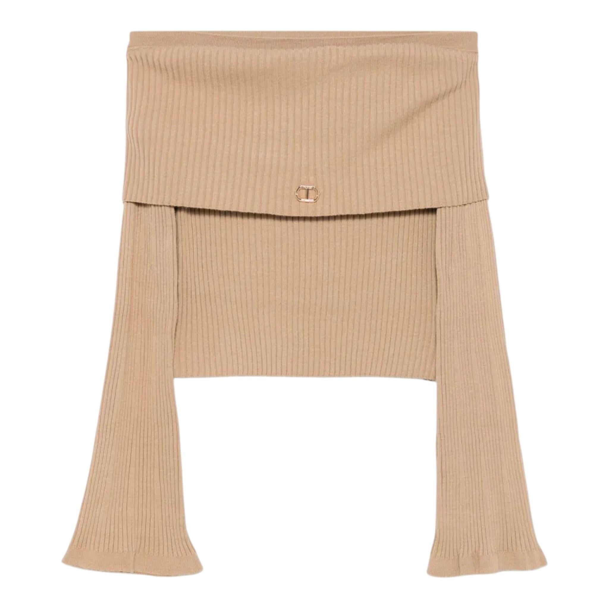 Twinset Maglia Tinta Unita Scollo A Barca per Bambina 251GJ3412 CAMMELLO TWINSET 