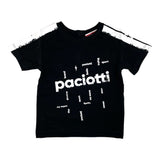 Cesare Paciotti Solid Color Crew Neck T-Shirt with Black Logo Print for Newborns