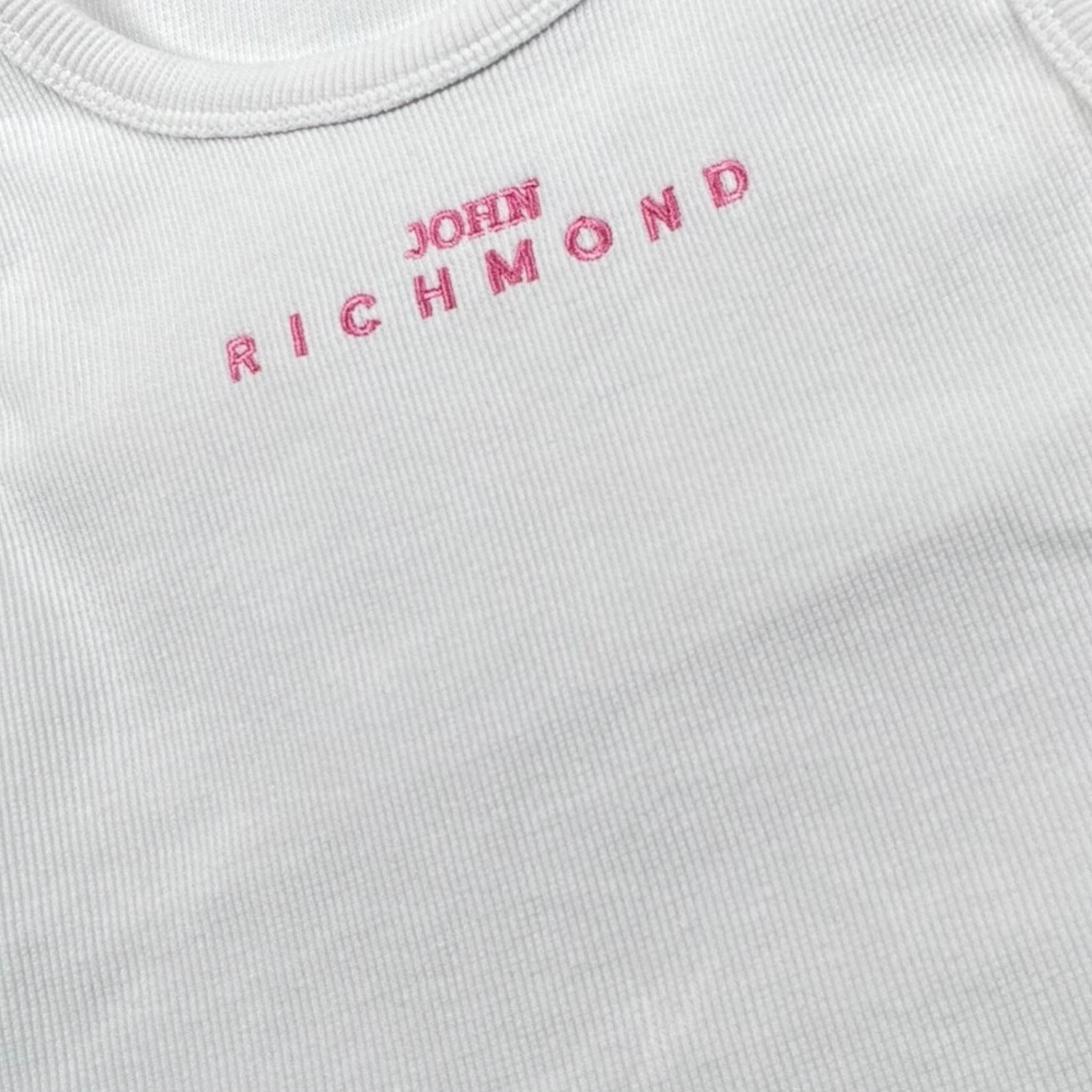John Richmond Canotta Modello Crop Tinta Unita con Stampa per Bambina RGP26172CN BIANCO JOHN RICHMOND 