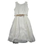 Aletta Abito Giromanica Tinta Unita con Cinturino per Bambina AE00682 PANNA ALETTA 