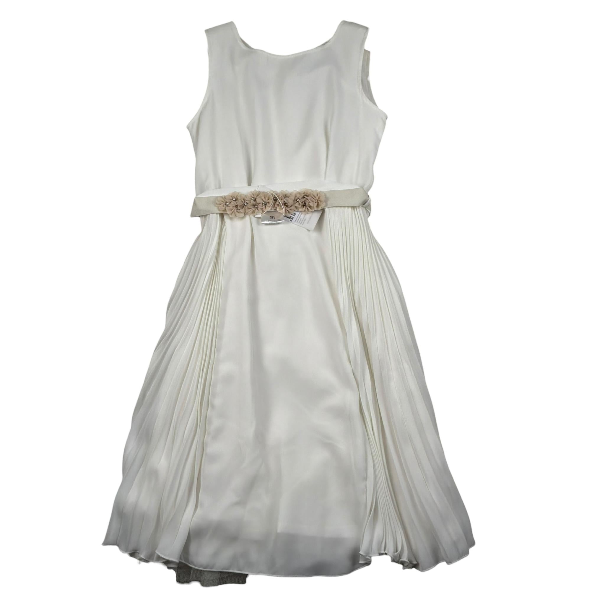 Aletta Abito Giromanica Tinta Unita con Cinturino per Bambina AE00682 PANNA ALETTA 