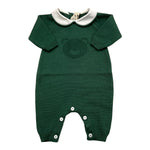 LITTLE BEAR tutina tinta unita con ricamo orso Verde per Neonato 9110 VERDE LITTLE BEAR 