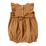 Zhoe &amp; Tobiah Solid Color Camel Baby Girl Sleeveless Romper