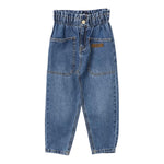 MOSCHINO jeans tinta unita con elastico in vita Blu per Bambina HDP05 BLU MOSCHINO 