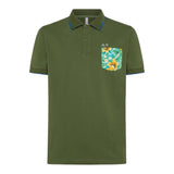 Sun68 Polo Shirt Half Sleeve Solid Color With Contrast Pocket Green For Boys