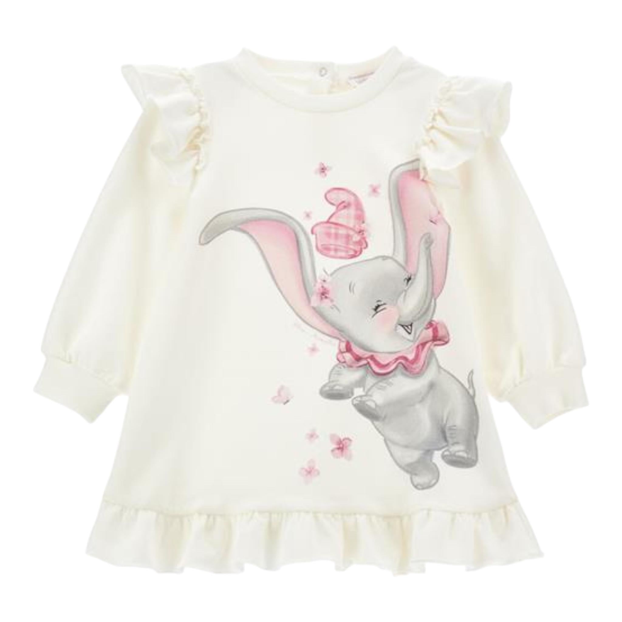 MONNALISA abito tinta unita con stampa Bianco per Neonata 39D900 BIANCO MONNALISA 