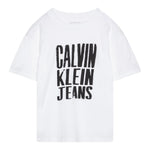 Calvin Klein T-Shirt Girocollo Tinta Unita con Stampa per Bambino IG0IG02858 BIANCO CALVIN KLEIN 