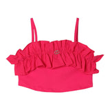 Twinset Solid Color Strapless Top With Fuchsia Ruffles For Girls