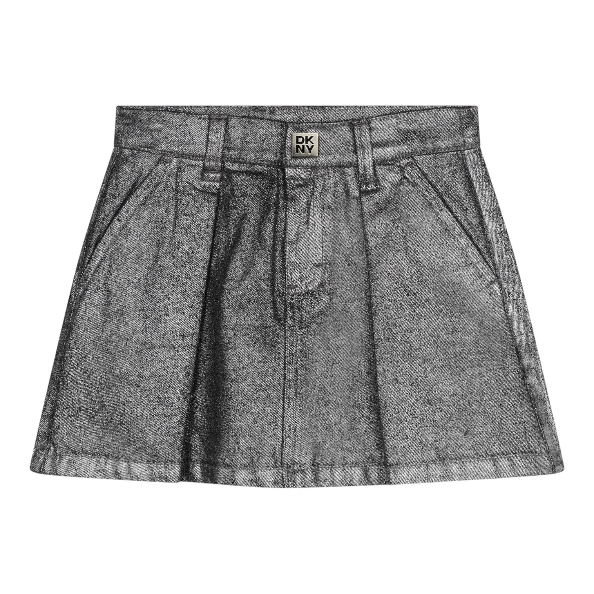 DKNY gonna tinta unita con tasche Argento per Bambina D60227 ARGENTO DKNY 