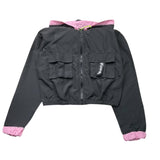 Disclaimer Plain Zip Up Black Hooded Jacket For Girls