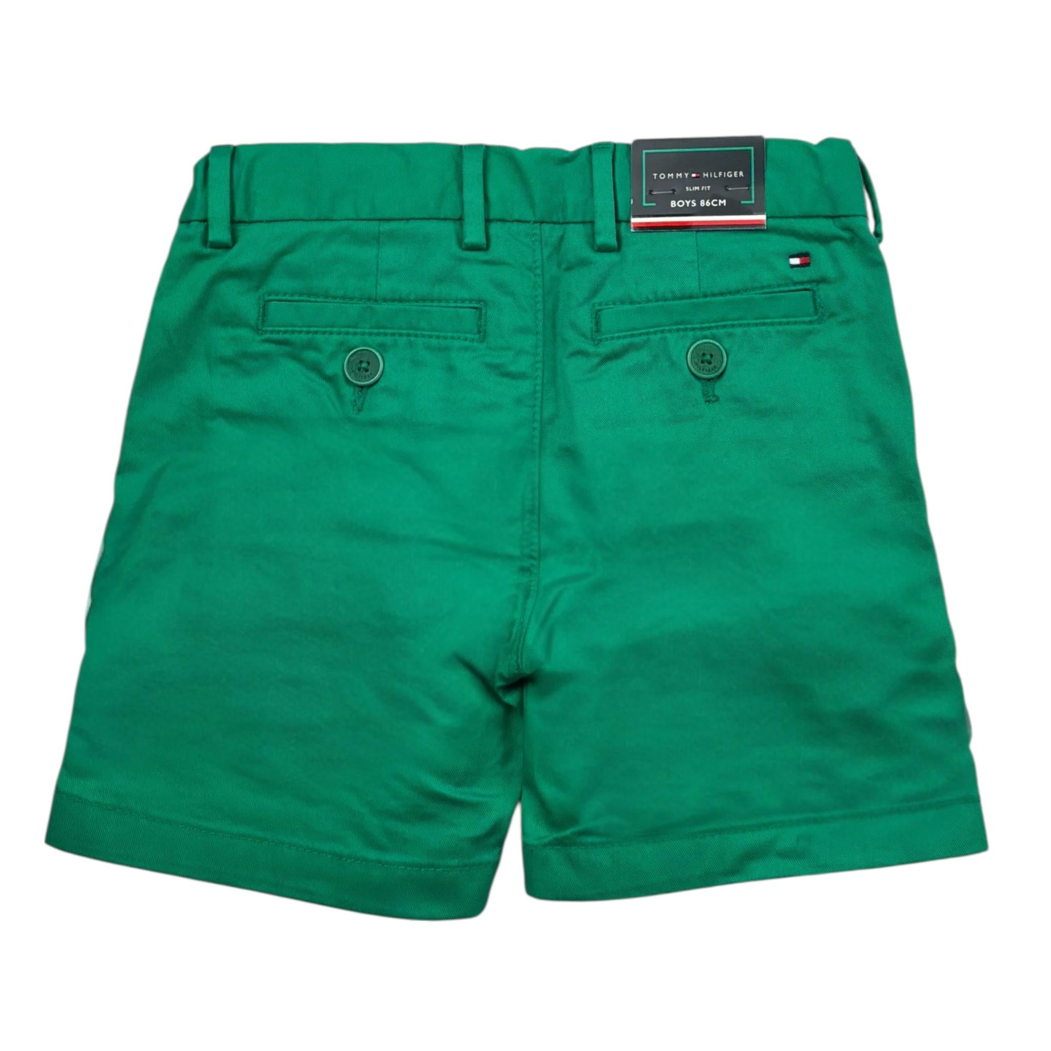 Tommy Hilfiger Bermuda Tinta Unita con Girovita Regolabile per Neonato KB0KB08704 VERDE TOMMY HILFIGER 
