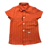 Daniele Alessandrini Plain Shirt Half Sleeve With Orange Striped Pattern For Newborn
