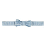 Carre'Ment Beau Solid Color Long Sleeve Denim Shirt With Bow Tie Light Blue For Baby