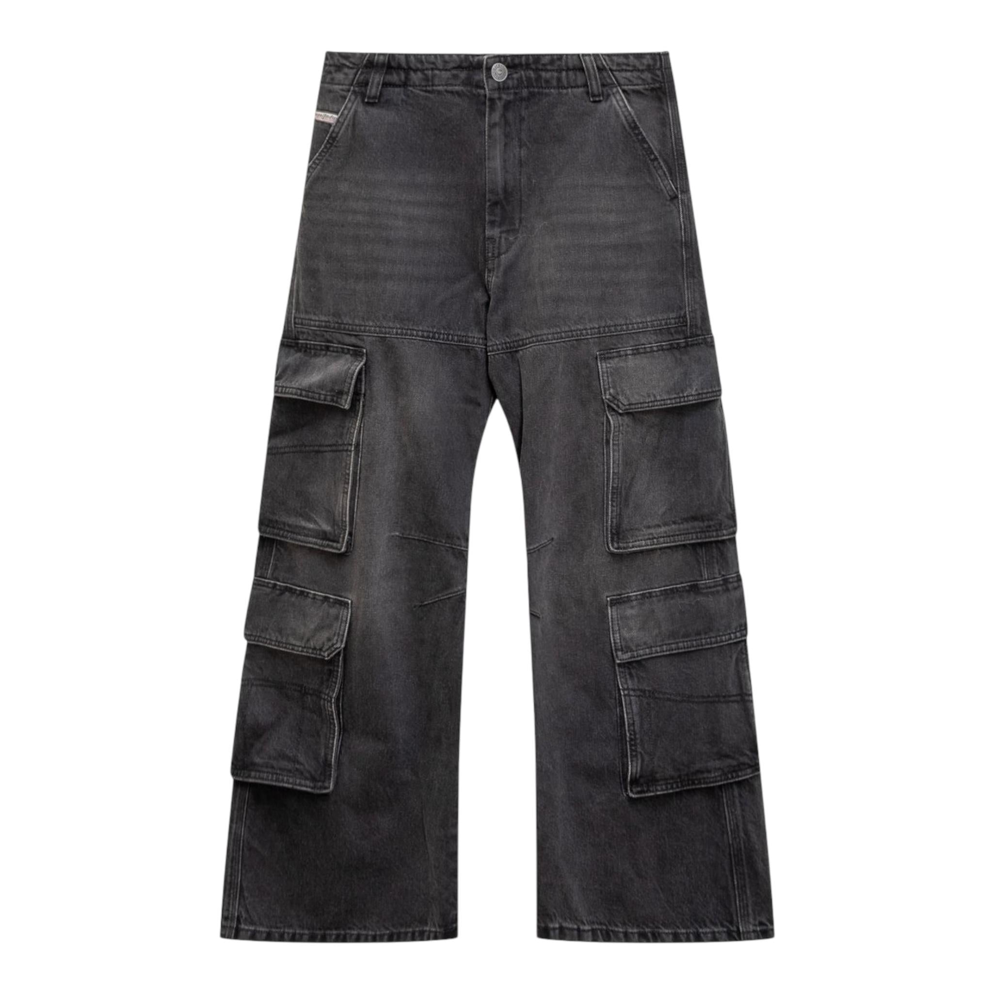 DIESEL jeans tinta unita modello palazzo/cargo Nero per Bambina J01725 NERO DIESEL 