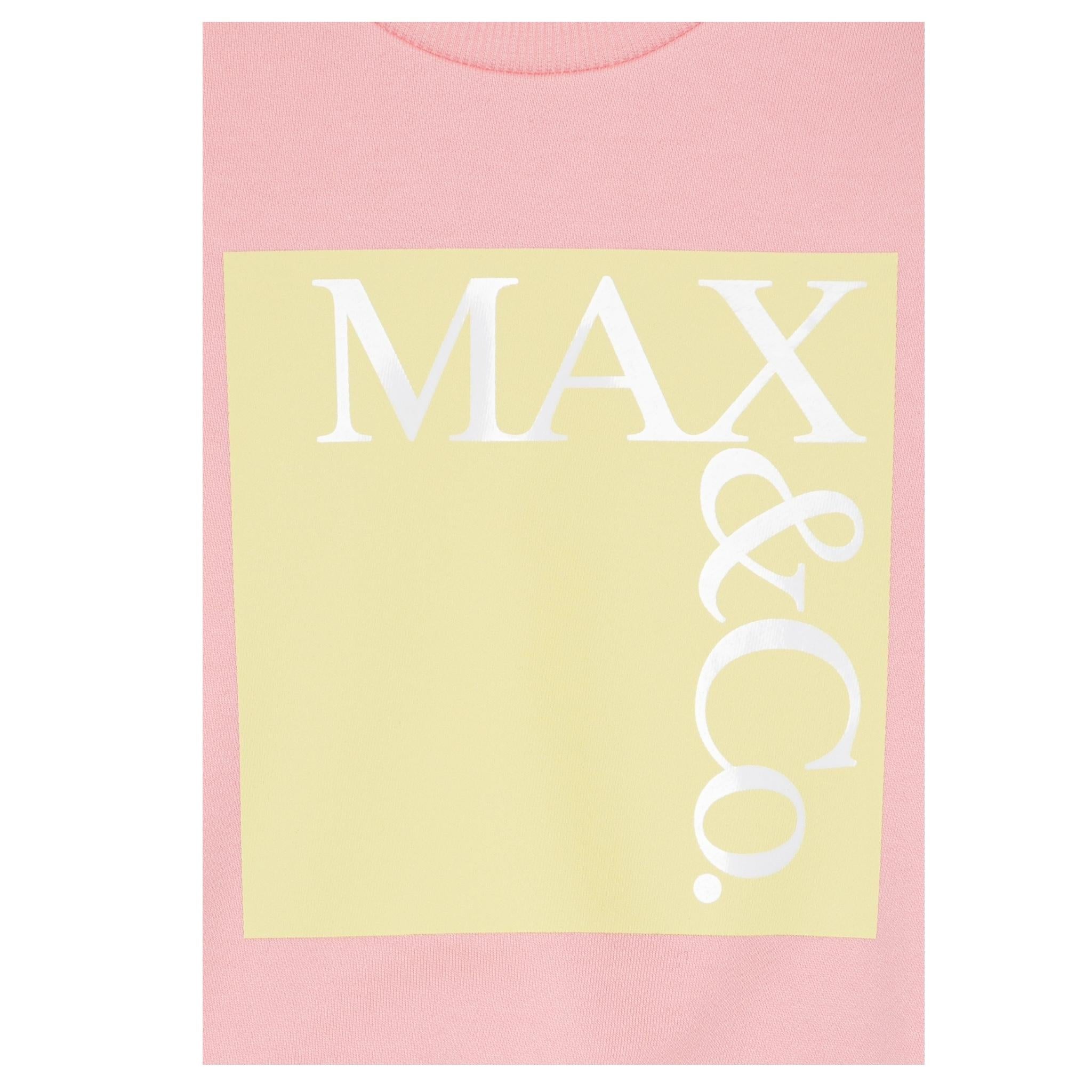 Max Mara Felpa Chiusa Girocollo Tinta Unita con Logo per Bambina MX0037 ROSA MAX MARA 