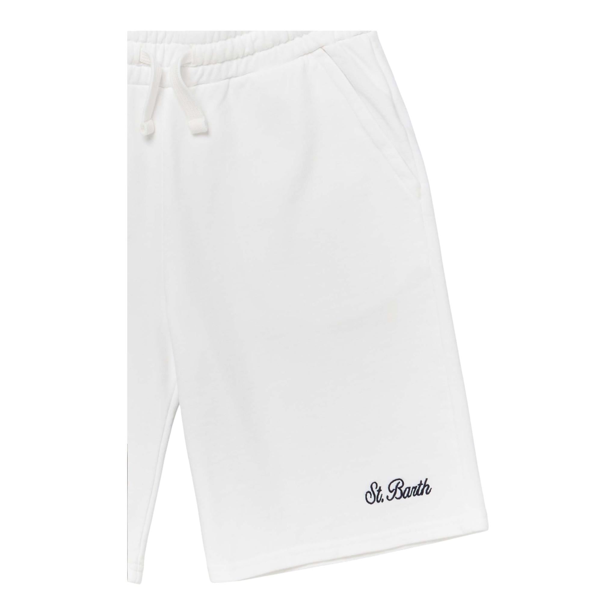 Saint Barth Bermuda Tinta Unita con Elastico In Vita per Neonato RANL001N BIANCO SAINT BARTH 