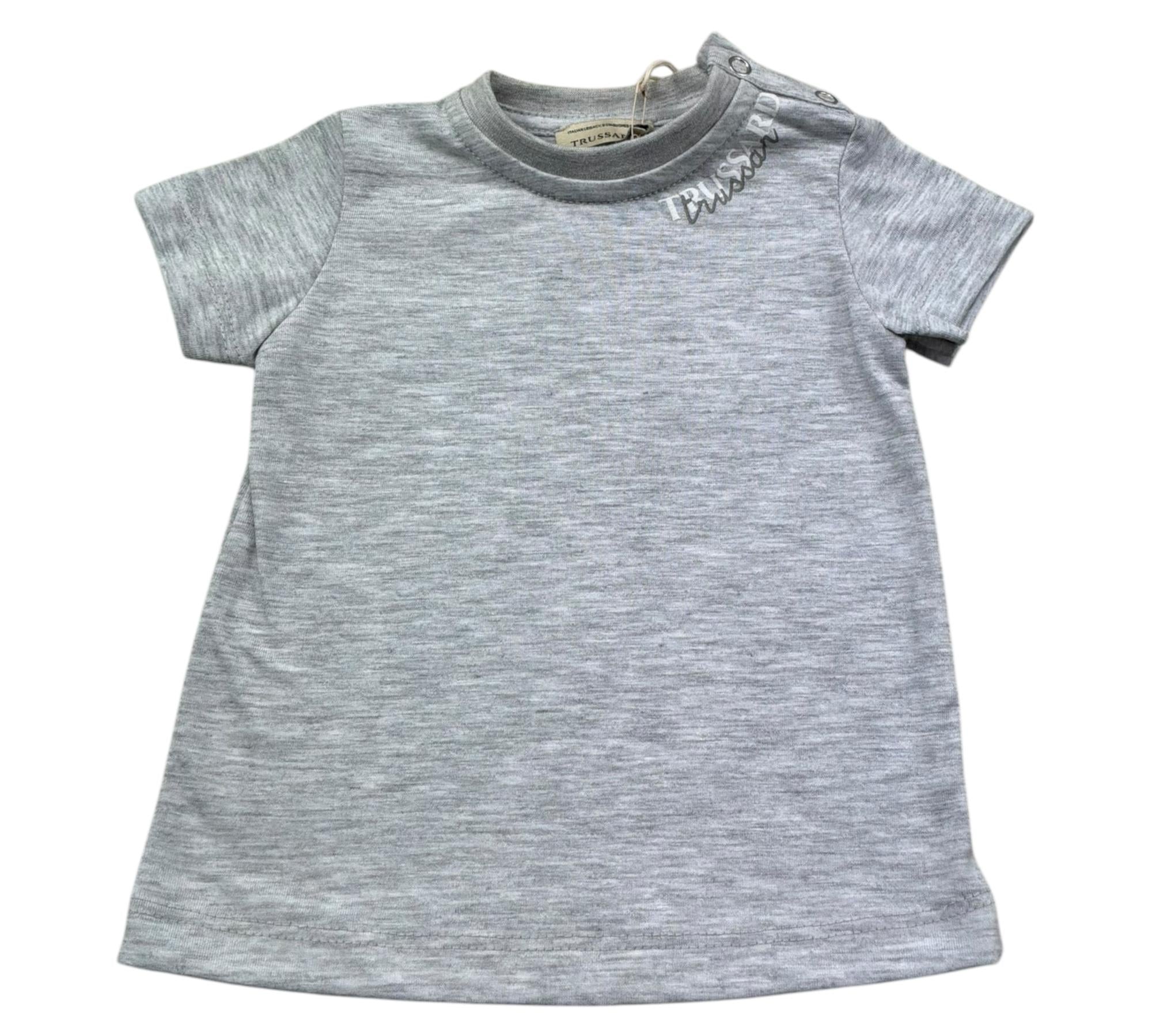 Trussardi T-Shirt Girocollo Tinta Unita con Logo per Neonato TIP26112TS GRIGIO TRUSSARDI 