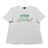 Naice T-Shirt Girocollo Tinta Unita con Stampa In Contrasto per Bambina 24128 BIANCO NAICE 