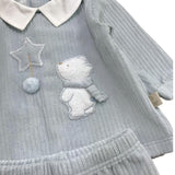 LALALU' completo 2pz maglia-ghettina tinta unita con stampa Azzurro per Neonata CPL1N AZZURRO LALALU' 