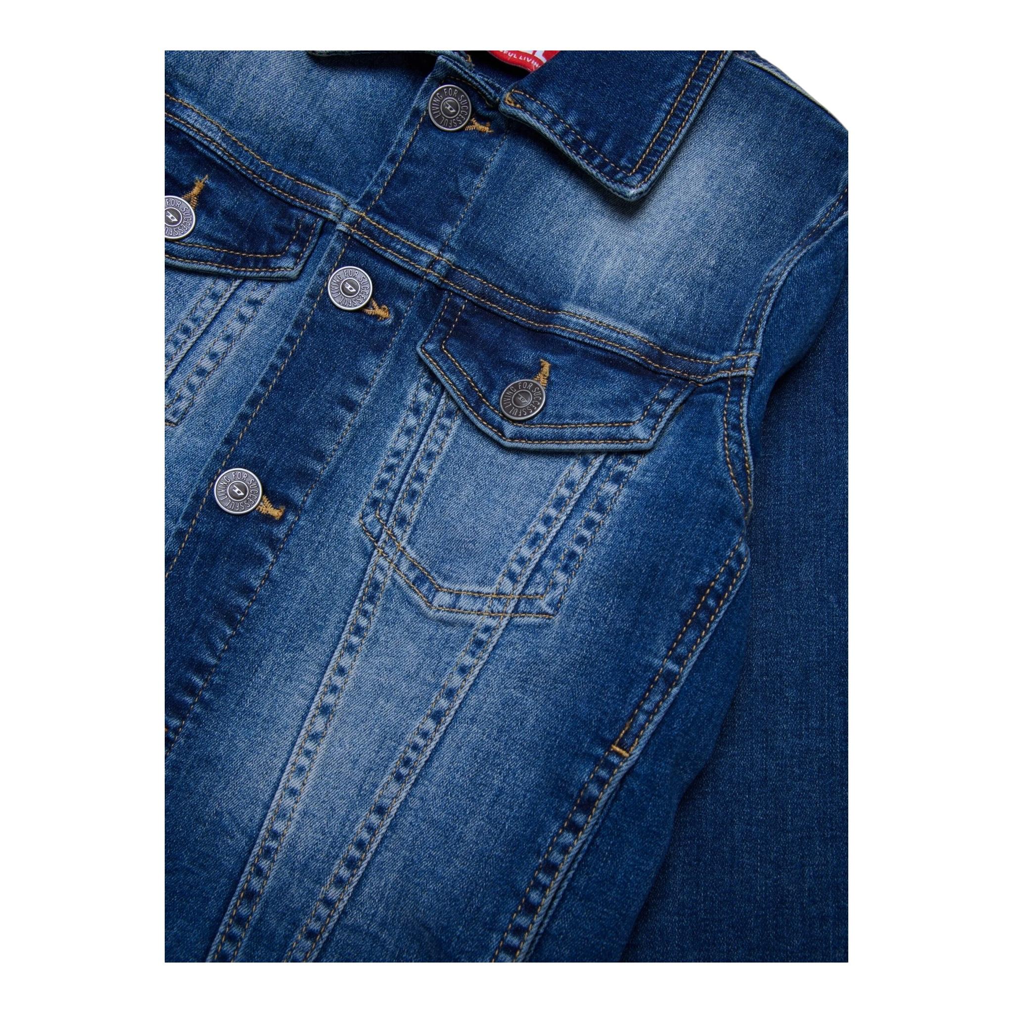 Diesel Giubbino In Denim Tinta Unita per Bambino 00J4QC BLU DIESEL 