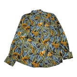 Never Too Solid Color Shirt with Print and Mandarin Collar Green for Boys