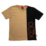 Kejo Two-Tone Crewneck T-Shirt With Logo Print Black/Biscuit For Boys