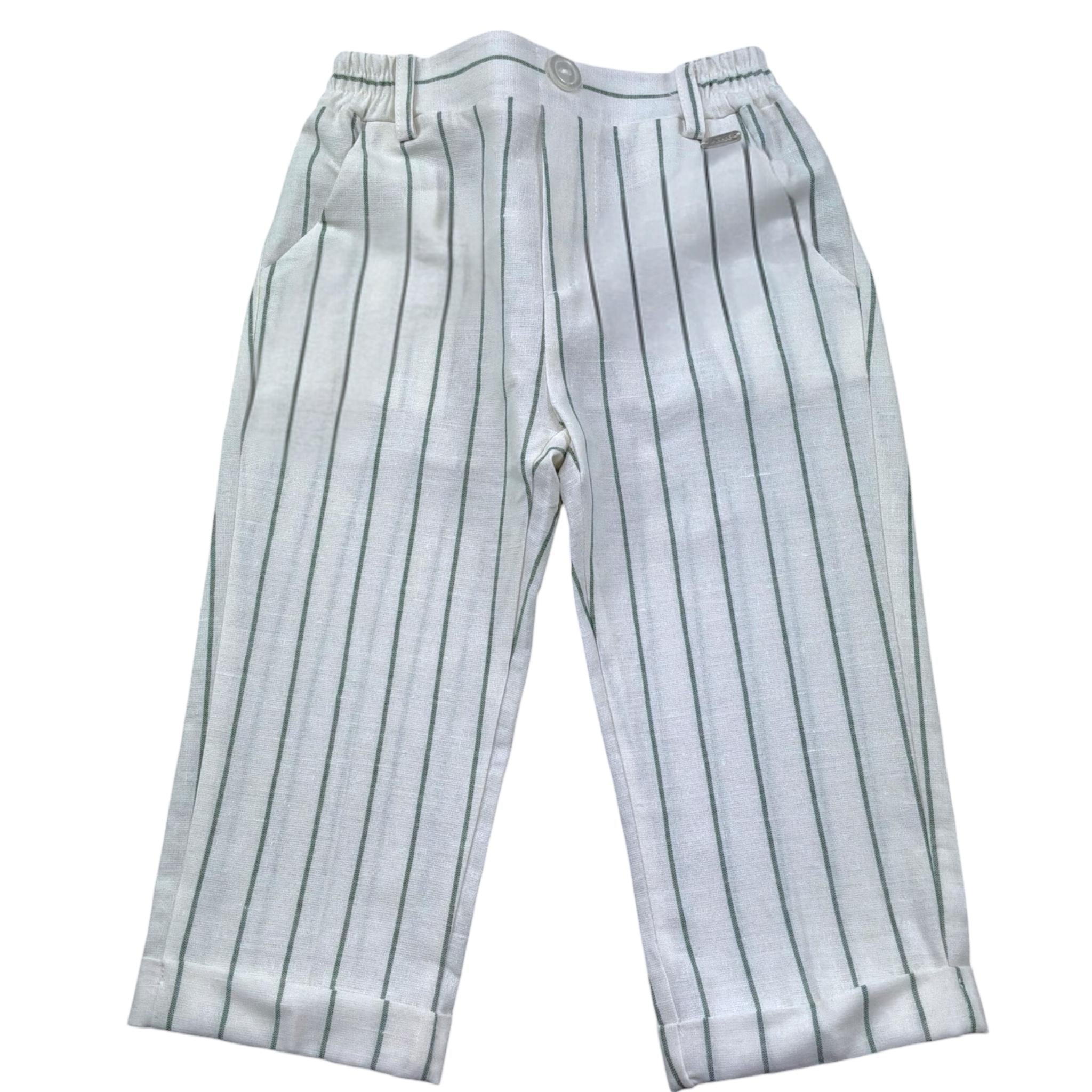 Le Bebe' Pantalone Tinta Unita con Elastico In Vita E Fantasia A Righe per Neonato LBB5342 BIANCO LE BEBE' 